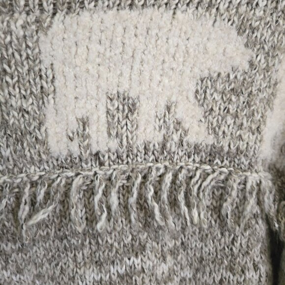Loft Neutral Polar Bear Fringe Cotton Wool Blend Mockneck Sweater Size XS - Picture 4 of 7
